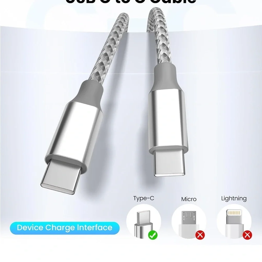 Braided USB Charging Cable - Silver